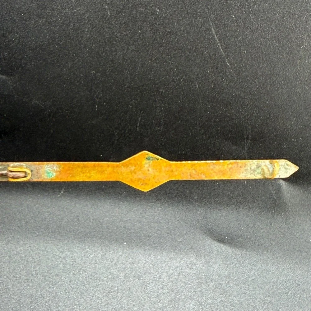 Vintage Bar Brooch Gold Tone Blue Enamel Art Deco Revival‎